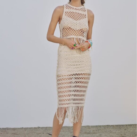 Zara Tops - Zara Cream Crochet Tank Top